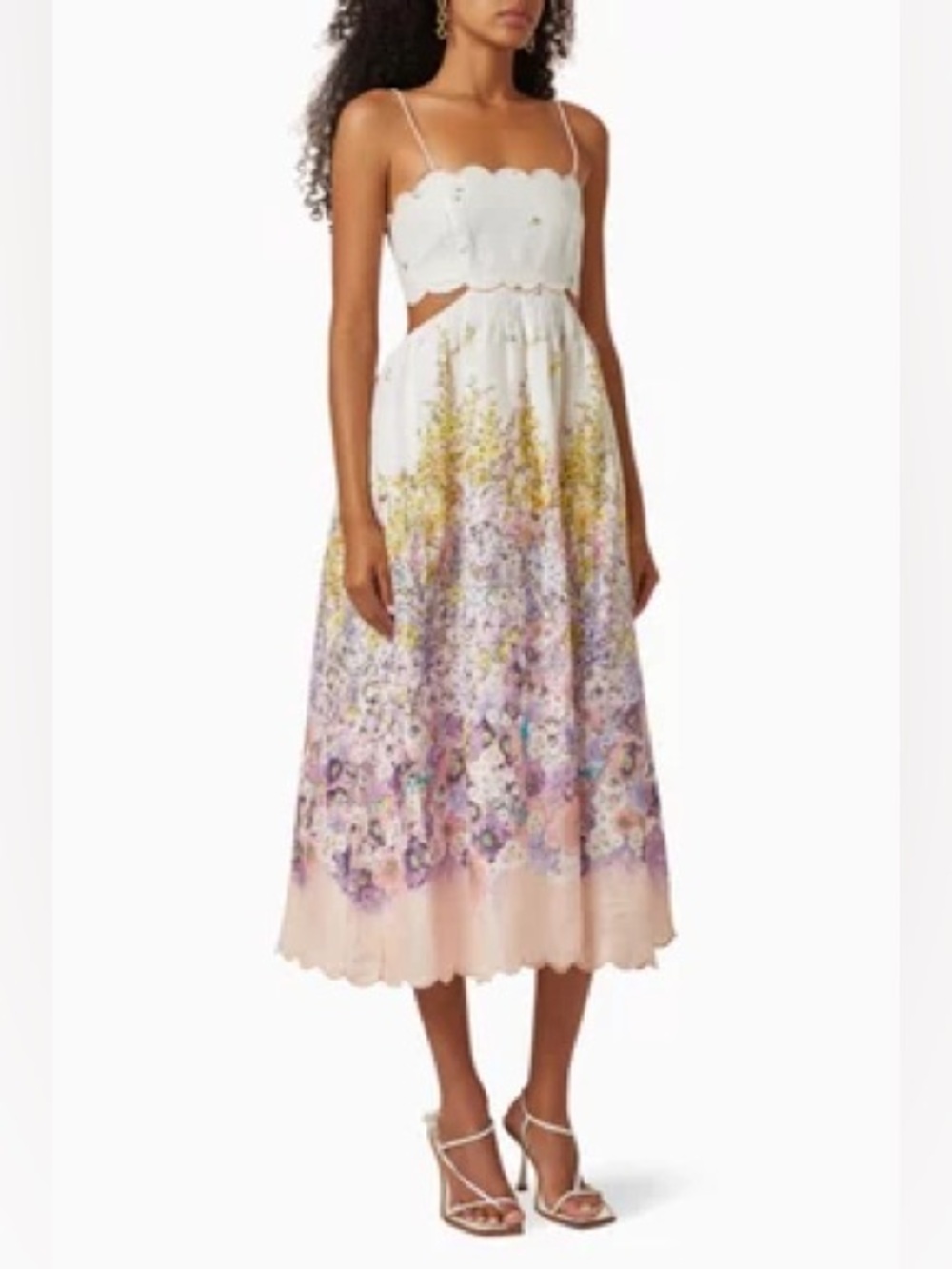 NWT Zimmerman Jude Scallop Midi Dress in Peach Gradient Floral - Size 2 - Picture 7 of 16